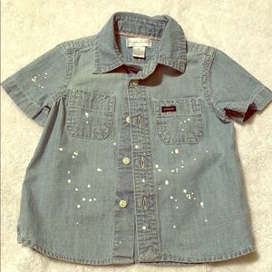 Chambray Paint Spatter Polo Shirt